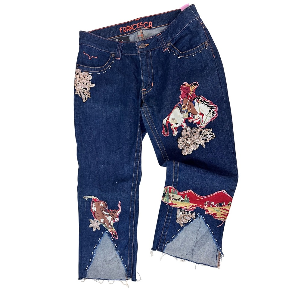 Kimes Ranch Francesca Jeans Womens 10/32 Blue Excellent Western Sequin Custom
